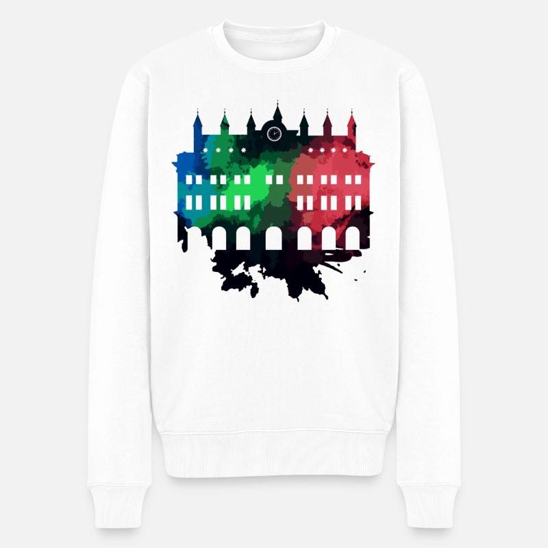 Rostocker Rathaus - Rostock - Männer Premium Bio Pullover - Weiß