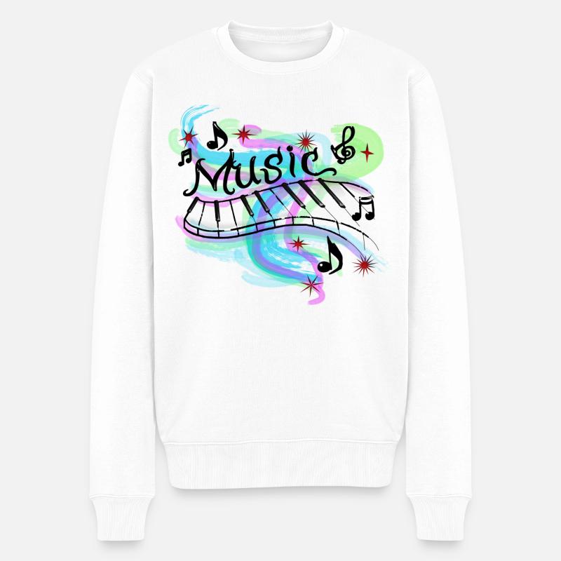 Musik - Männer Premium Bio Pullover - Weiß
