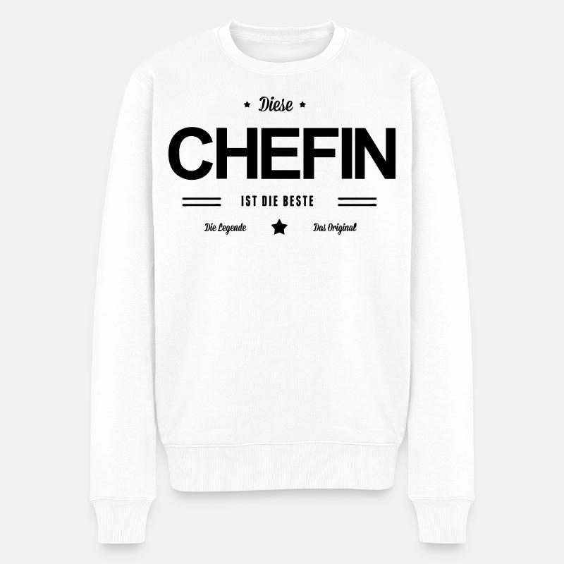 Beste Chefin - Männer Premium Bio Pullover - Weiß