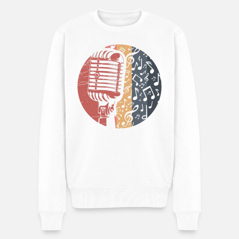 Mikrofon - Männer Premium Bio Pullover - Weiß