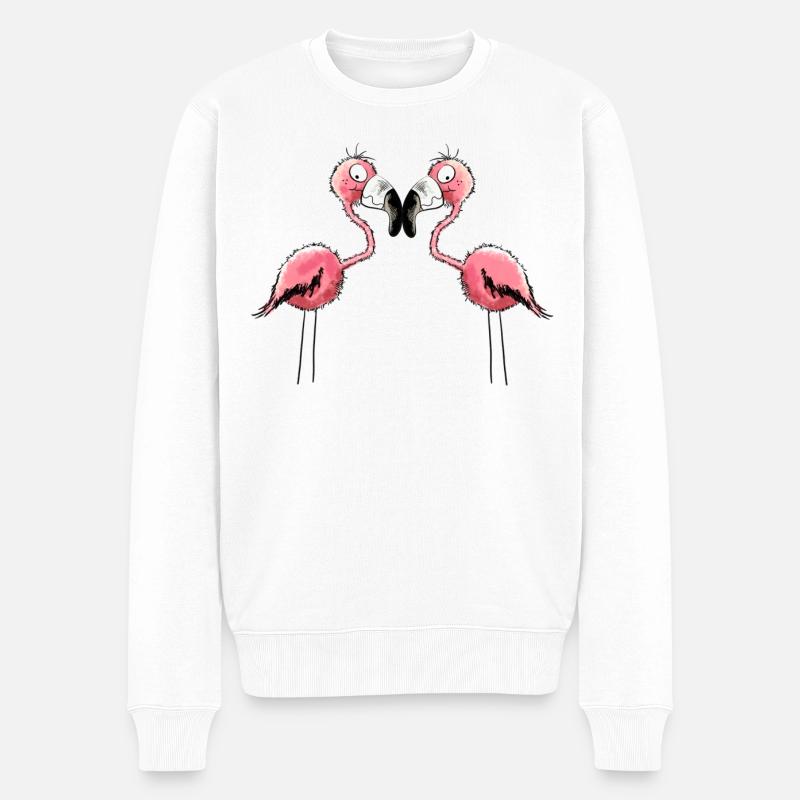 Best Friends Flamingos - Männer Premium Bio Pullover - Weiß