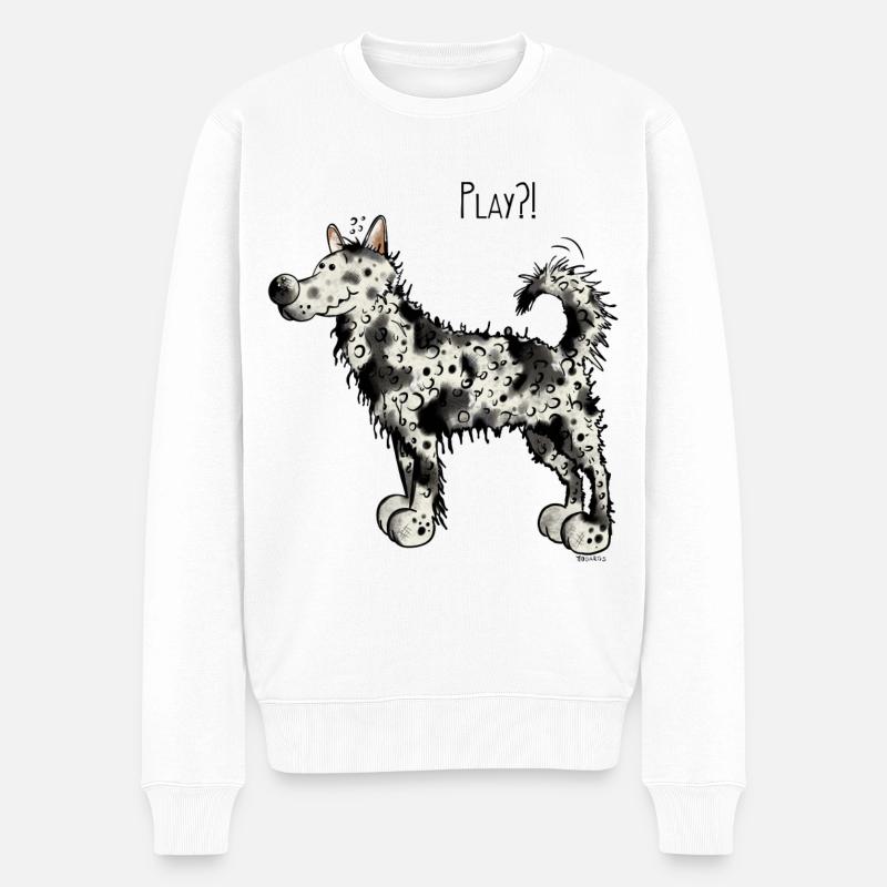Mudi Play - Männer Premium Bio Pullover - Weiß