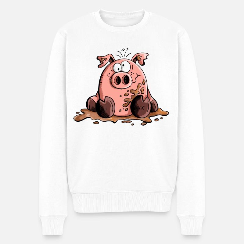 Cochon dans la boue - Cochons - Cadeau - Pull Premium bio Homme - blanc