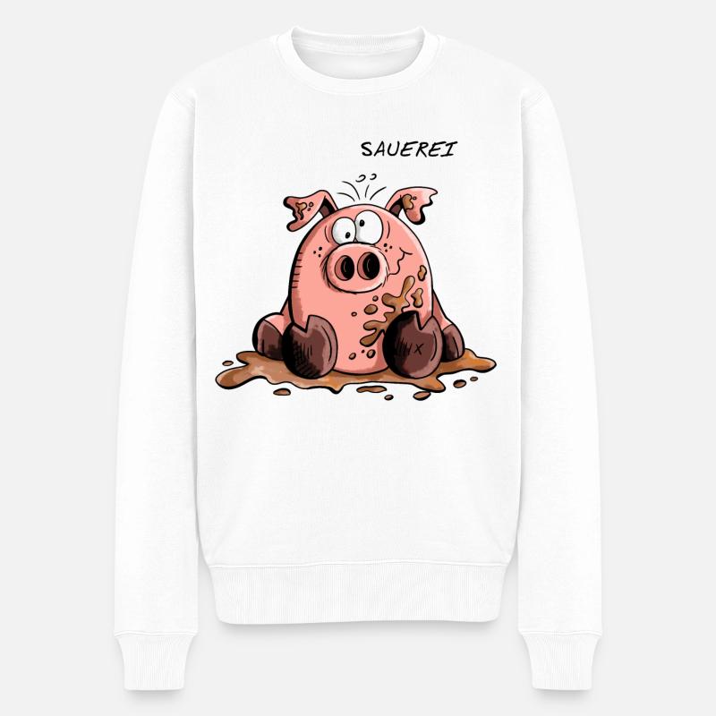 Sauerei - Schwein - Sau - Schweine - Comic - Fun - Männer Premium Bio Pullover - Weiß