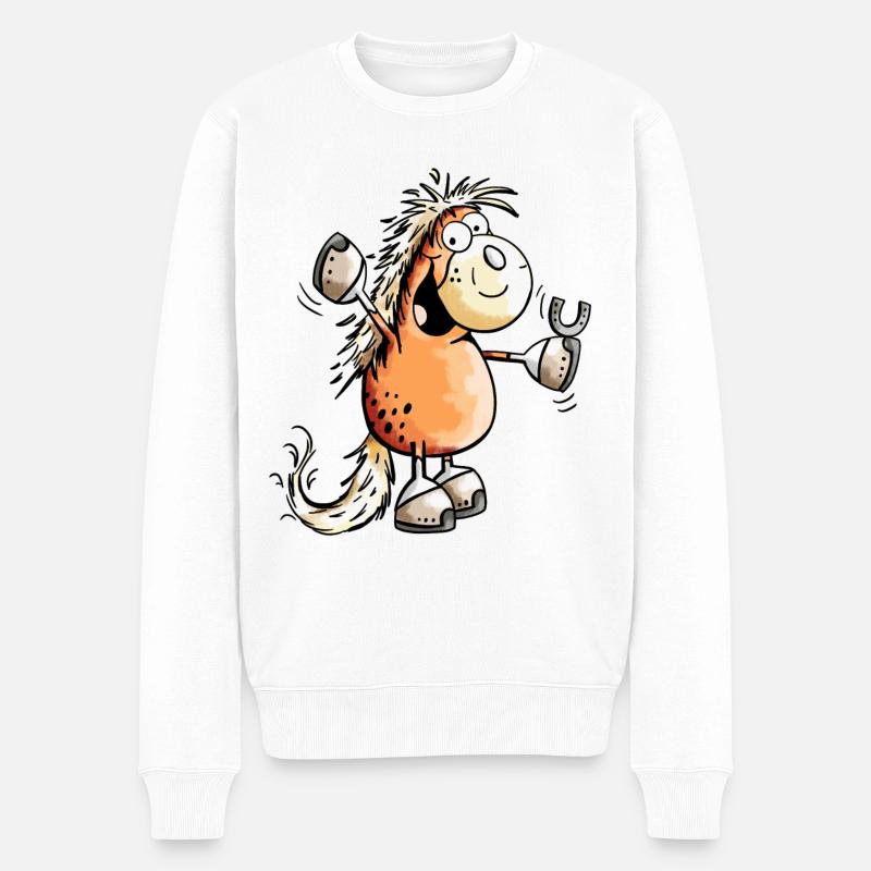 Drôle de cheval - Chevaux - Bande dessinée - Pull Premium bio Homme - blanc
