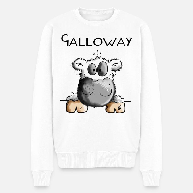 Galloway Vache - Vaches - Bovins - Cadeaux - Pull Premium bio Homme - blanc