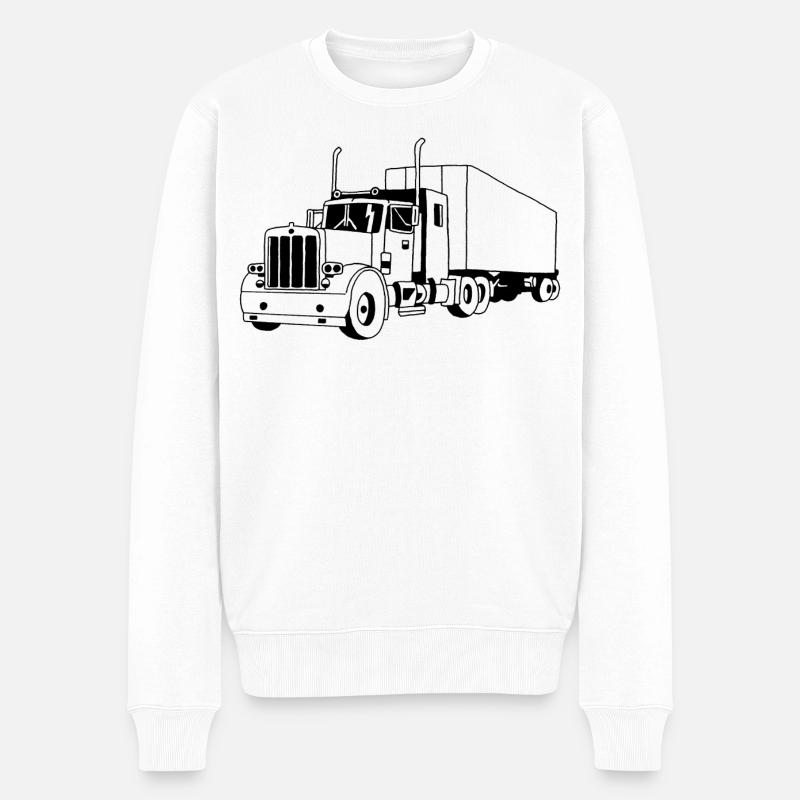 SCHWARZER LKW - Männer Premium Bio Pullover - Weiß
