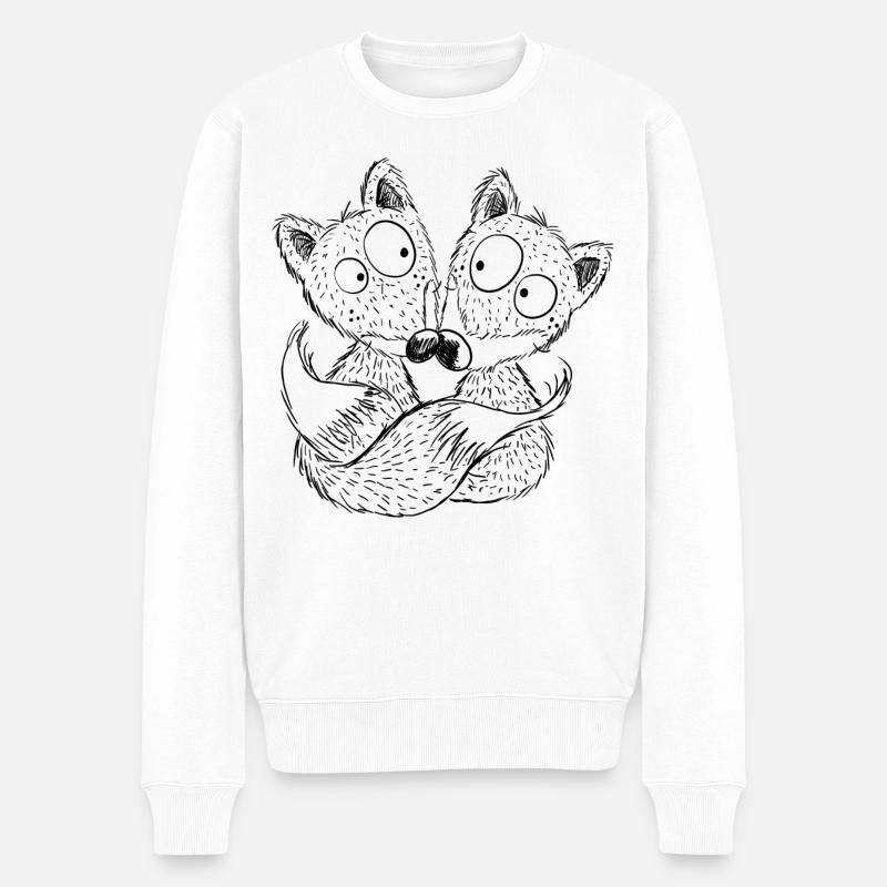 Renards mignons - meilleurs amis - cadeau - Pull Premium bio Homme - blanc