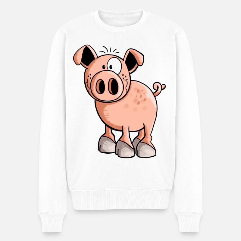 Rosa Ferkel - Schwein - Sau - Schweinchen - Comic - Männer Premium Bio Pullover - Weiß