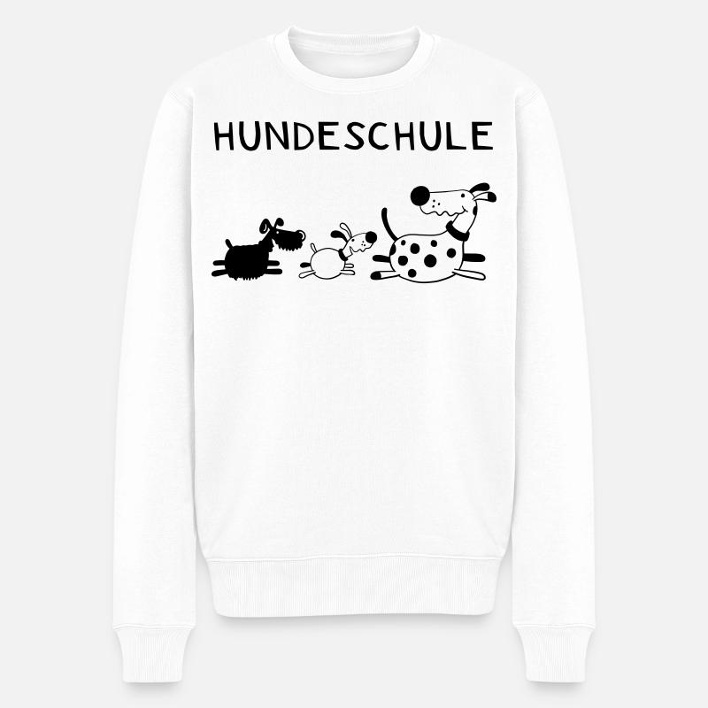 Lustige Hundeschule - Hund - Hunde - Comic - Männer Premium Bio Pullover - Weiß