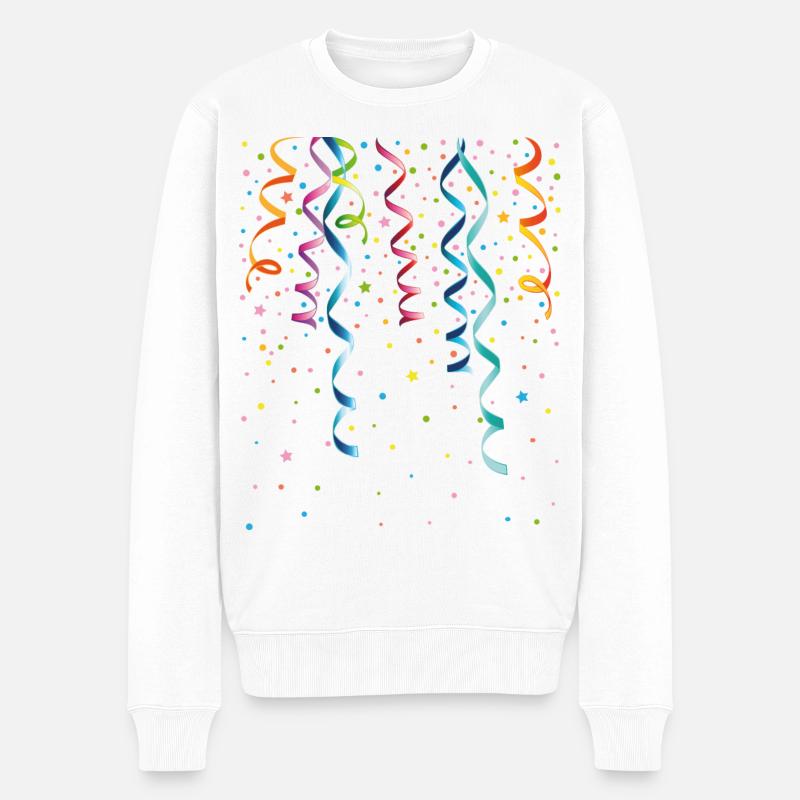 Silvester. Bunte Luftschlangen mit Konfetti. - Männer Premium Bio Pullover - Weiß