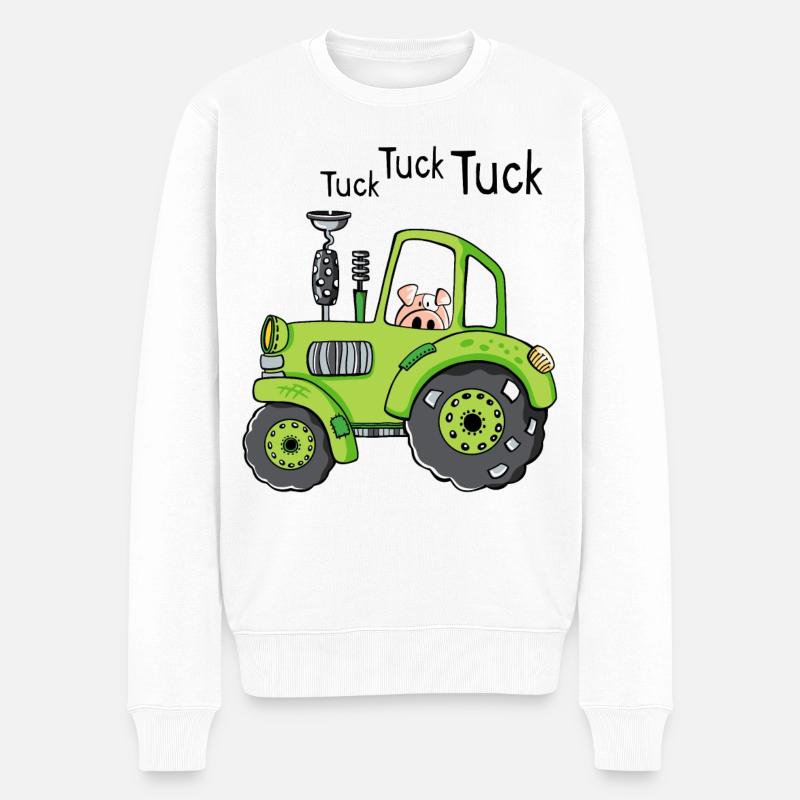 Tuck Tuck Tuck Schwein - Trecker - Bulldog - Comic - Männer Premium Bio Pullover - Weiß
