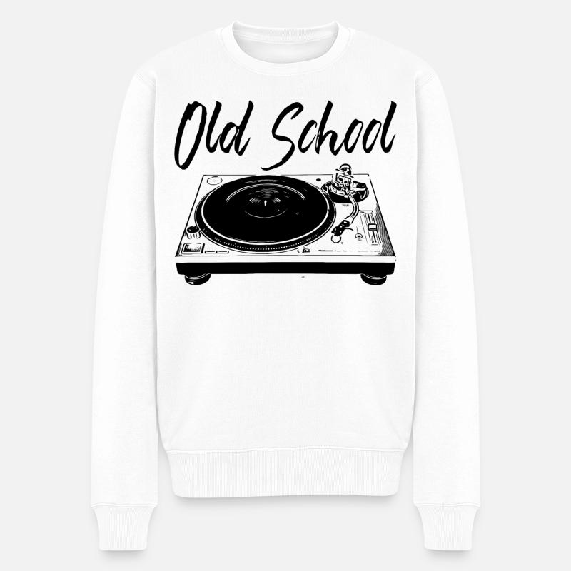Old School - Platines vinyles - Pull Premium bio Homme - blanc