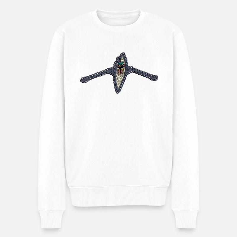 Gehäkelter Ruderer - Männer Premium Bio Pullover - Weiß