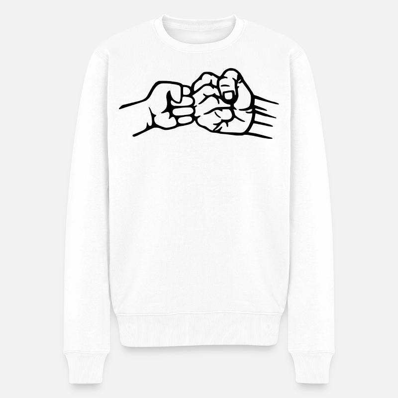 Vater und Sohn - Männer Premium Bio Pullover - Weiß