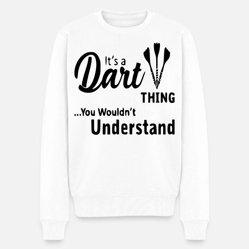 Lustiger Dart Spruch Dartscheibe Darten Geschenk - Männer Premium Bio Pullover - Weiß
