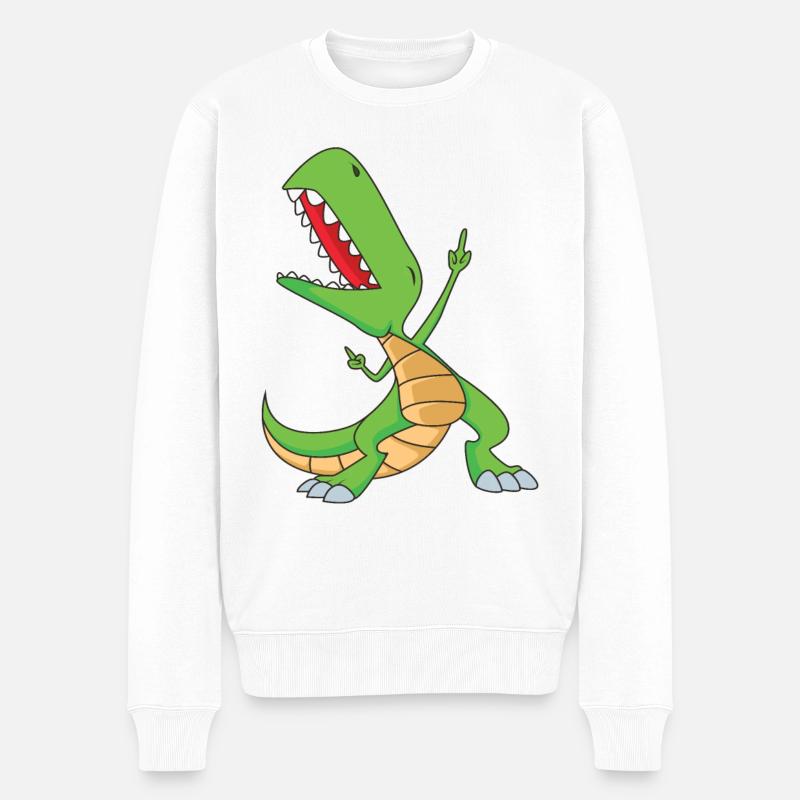 Dabbing T-Rex | Dabbing Dinosaurier - Männer Premium Bio Pullover - Weiß