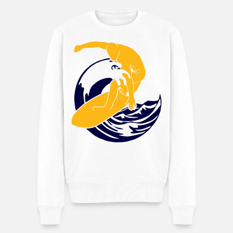 Surfboard | Surfer | Surf - Männer Premium Bio Pullover - Weiß