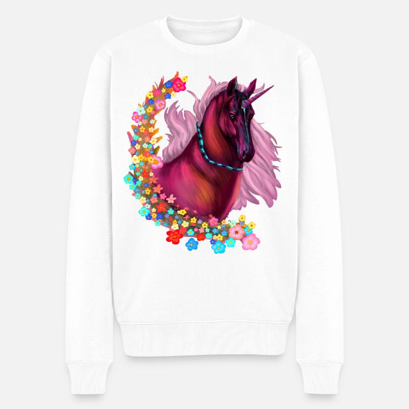 Licorne rose - Pull Premium bio Homme - blanc