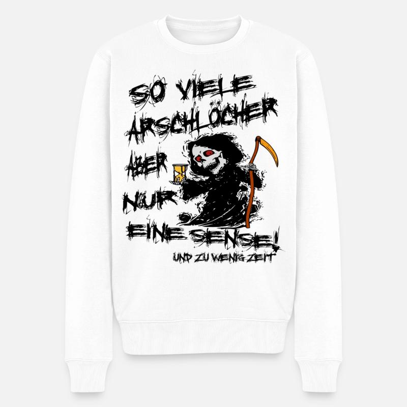 Lustiger Sensenmann - Männer Premium Bio Pullover - Weiß