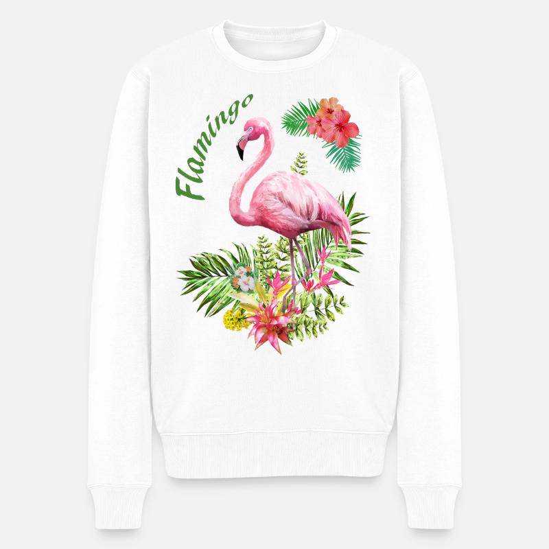 Flamingo - Männer Premium Bio Pullover - Weiß