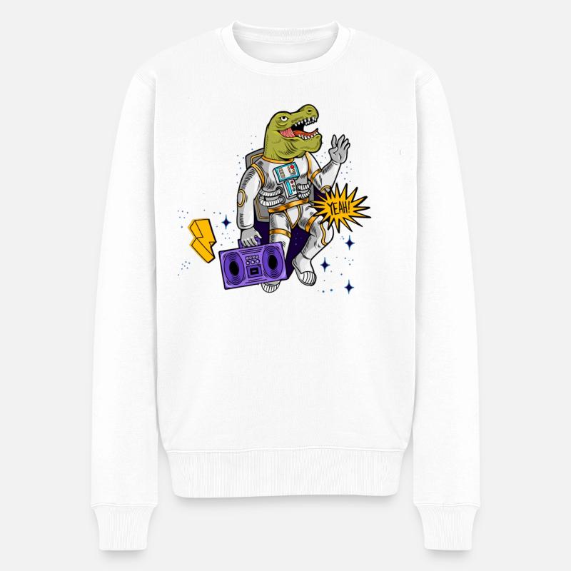 Dino Astronaut avec magnétophone à cassettes - Pull Premium bio Homme - blanc