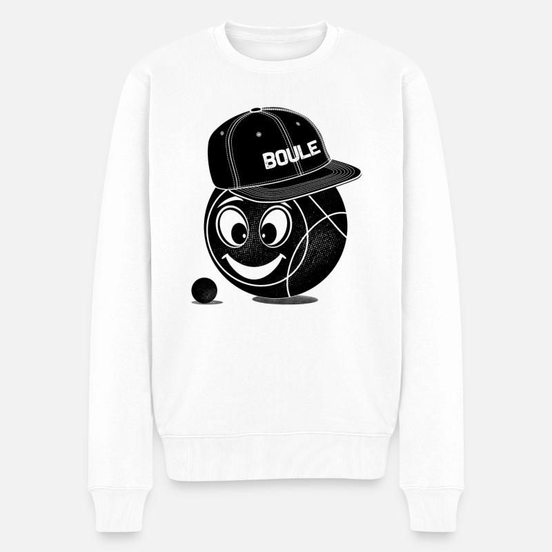Boule Kugel Smile Cap Petanque Sport Pétanque game - Männer Premium Bio Pullover - Weiß