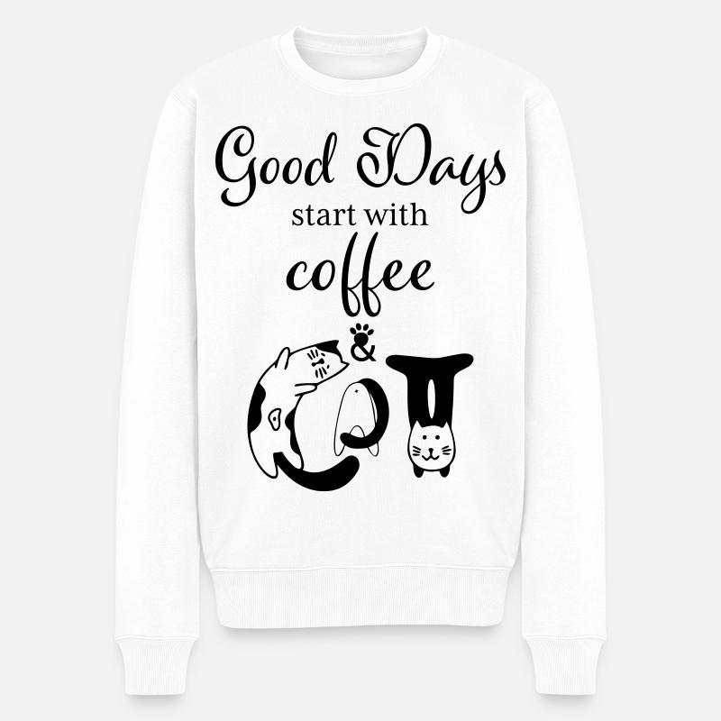 Cat Lover - Männer Premium Bio Pullover - Weiß