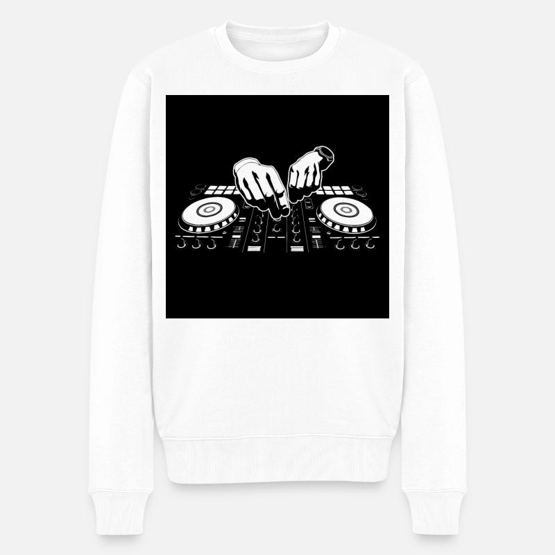 DJ Gesichtsmaske - Männer Premium Bio Pullover - Weiß
