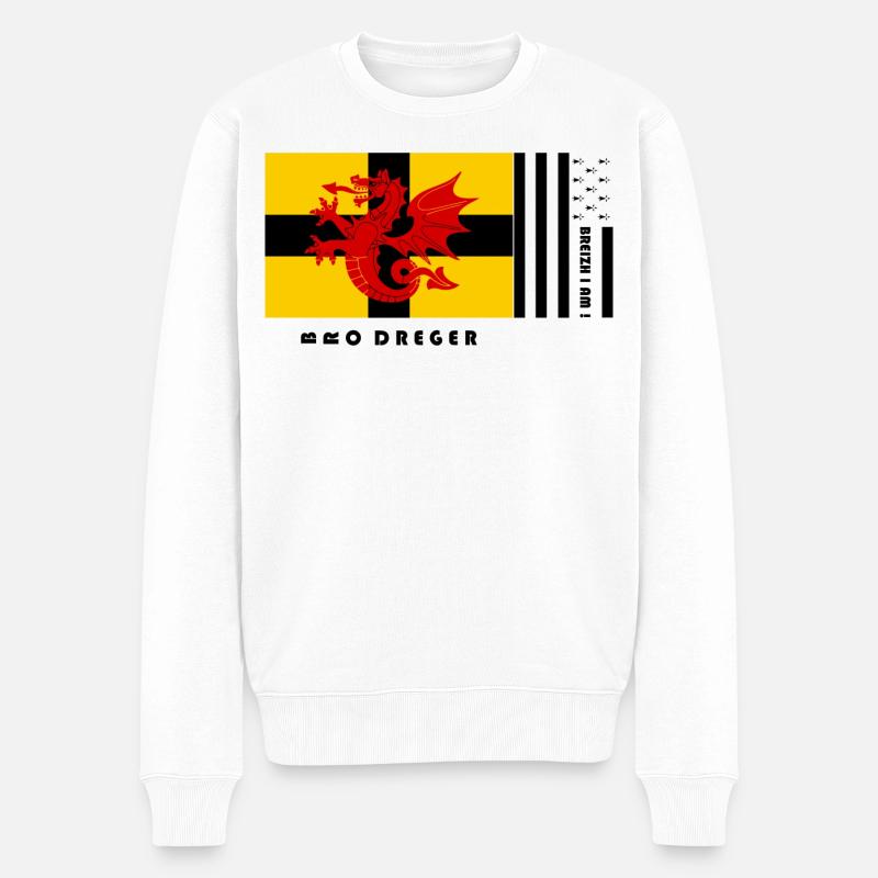 Bretagne - Wappen Pays du Trégor - Männer Premium Bio Pullover - Weiß