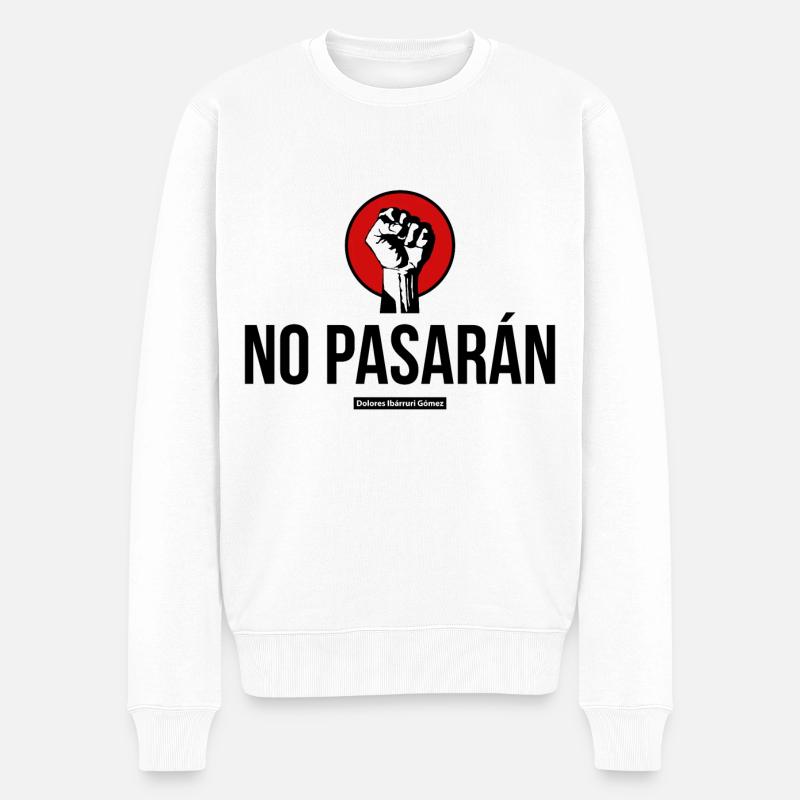 KEIN PASARAN - Männer Premium Bio Pullover - Weiß