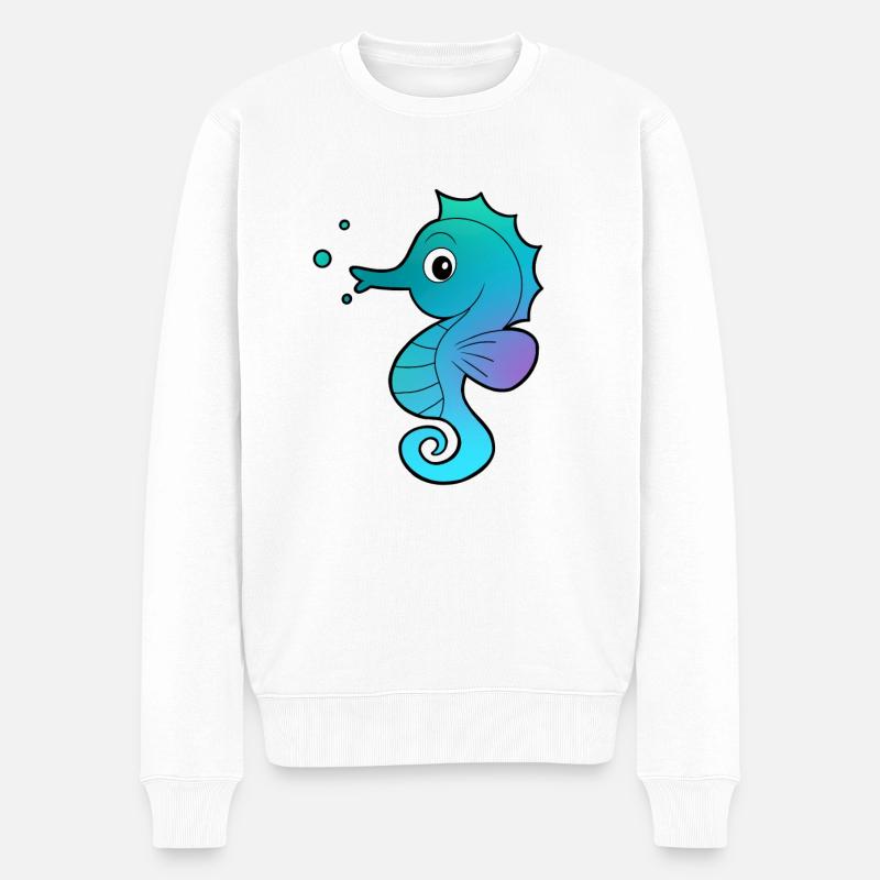 Seepferdchen Seepferd - Männer Premium Bio Pullover - Weiß