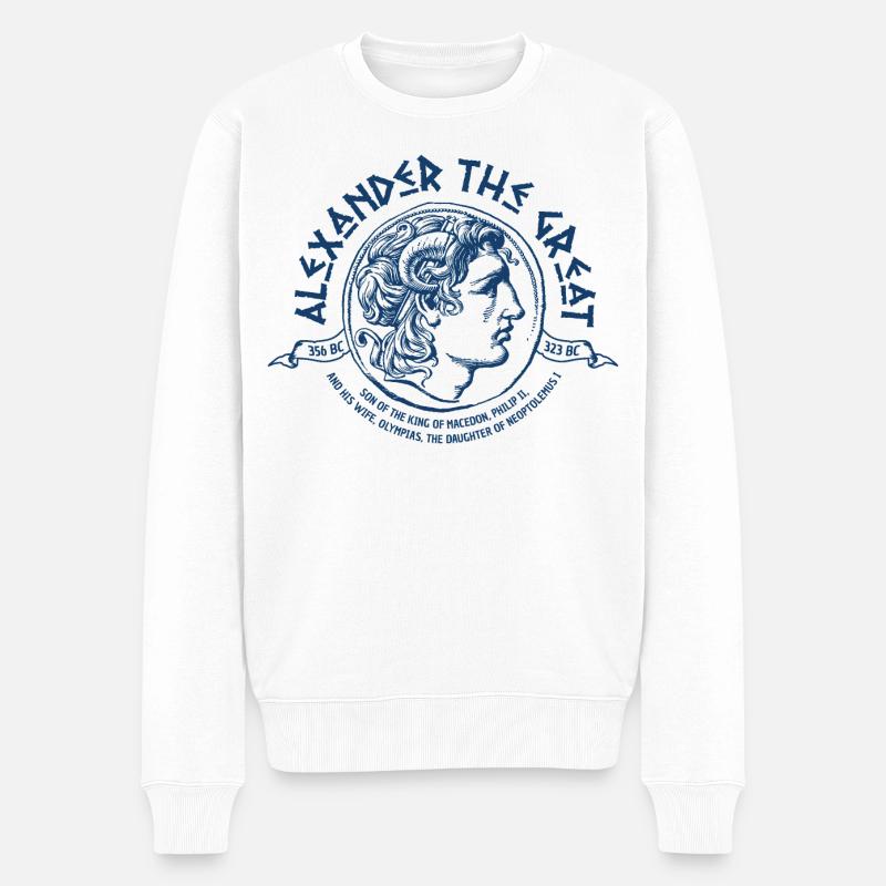 Alexander der große Mazedonien - Männer Premium Bio Pullover - Weiß