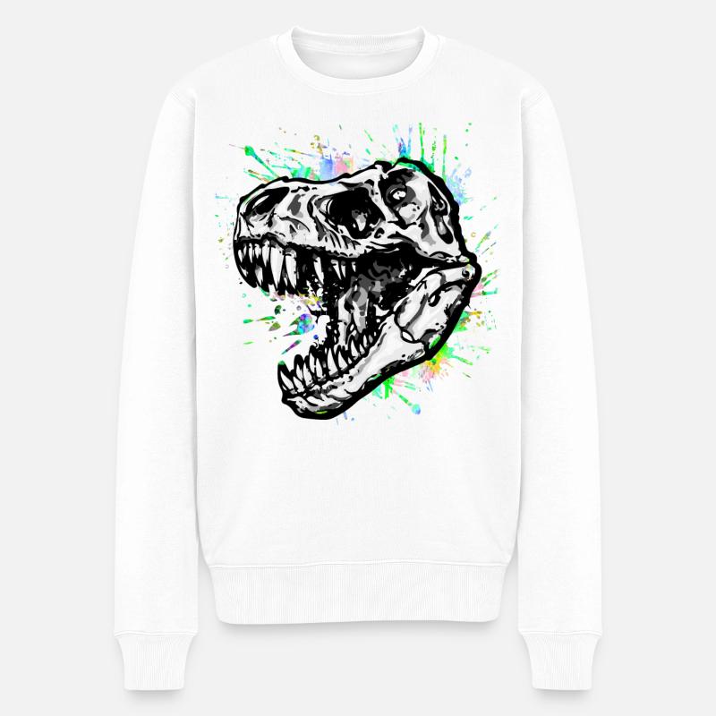 Dinosaurier / T-Rex / Trex / Geschenkidee - Männer Premium Bio Pullover - Weiß