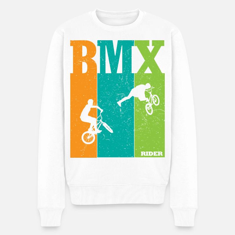 Silhouettes des riders BMX Color Block - Pull Premium bio Homme - blanc