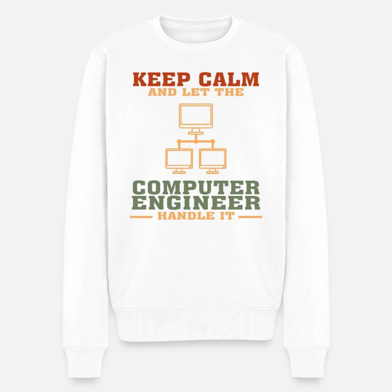 Bestseller Computer Engineer T-Shirt, Keep Calm - Männer Premium Bio Pullover - Weiß
