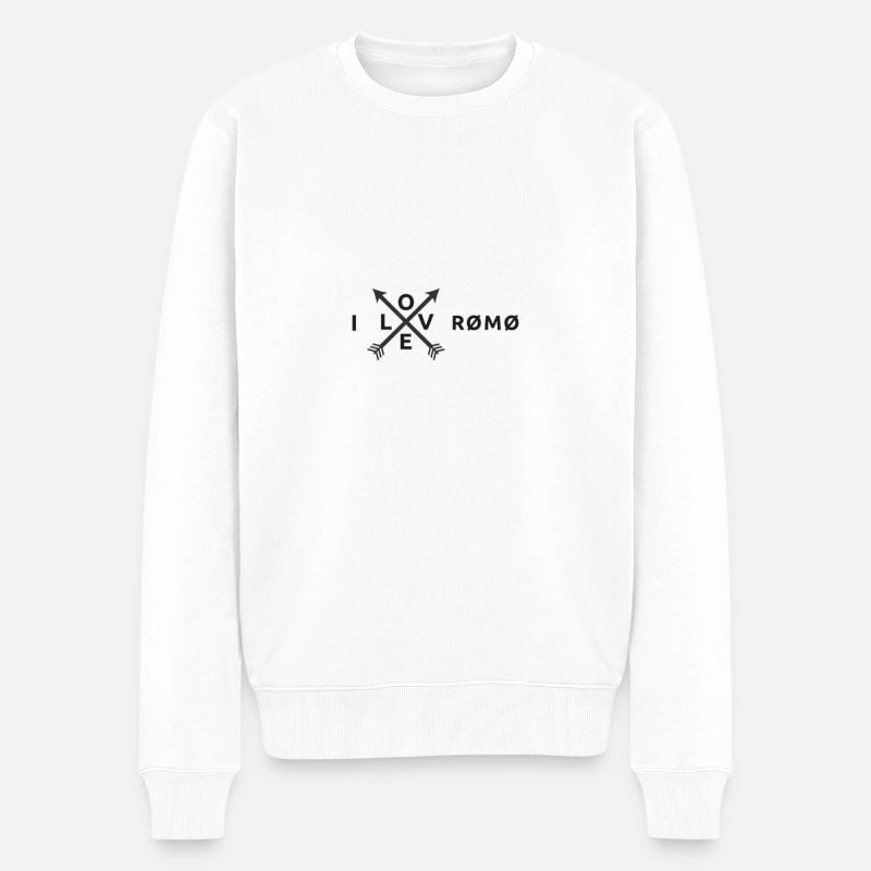  Römö Durchkreuzte Pfeil-Logomarke Römö - Männer Premium Bio Pullover - Weiß