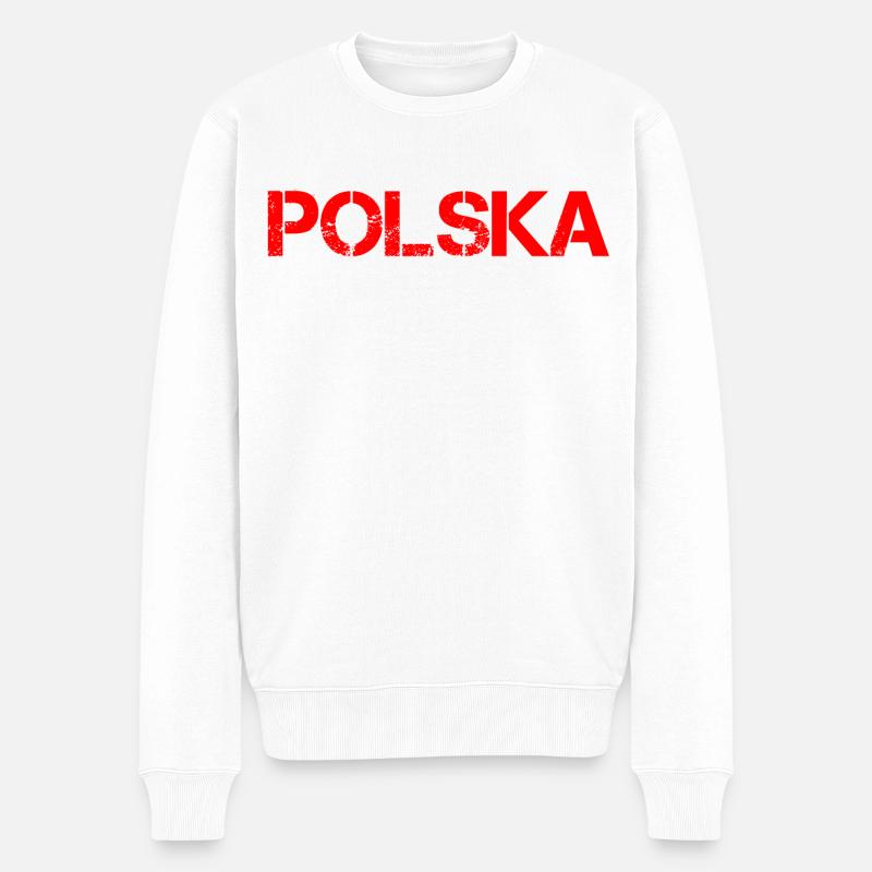 POLSKA Schriftzug - Männer Premium Bio Pullover - Weiß