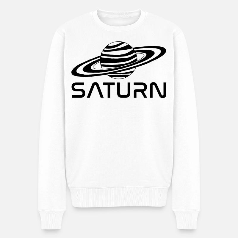 Schwarzer Saturn-Planet - Männer Premium Bio Pullover - Weiß