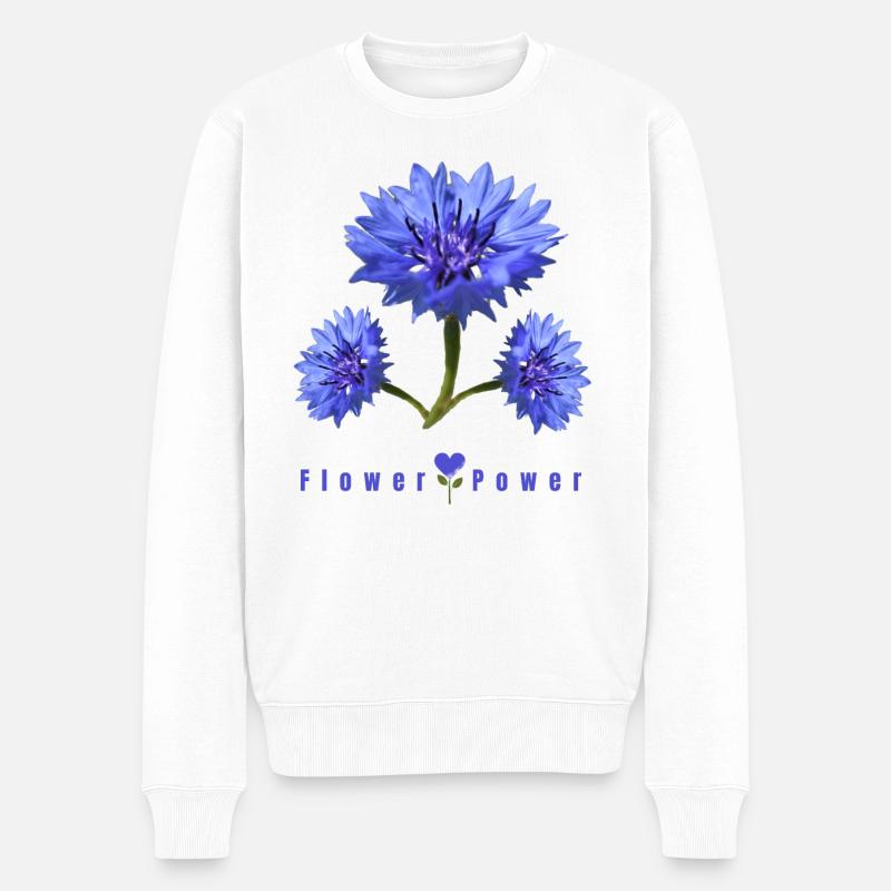 Fleur de maïs bleu - Pull Premium bio Homme - blanc