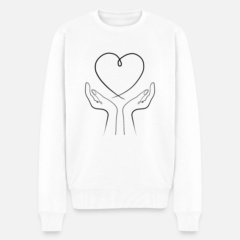 Liebe in deinen Händen - Männer Premium Bio Pullover - Weiß