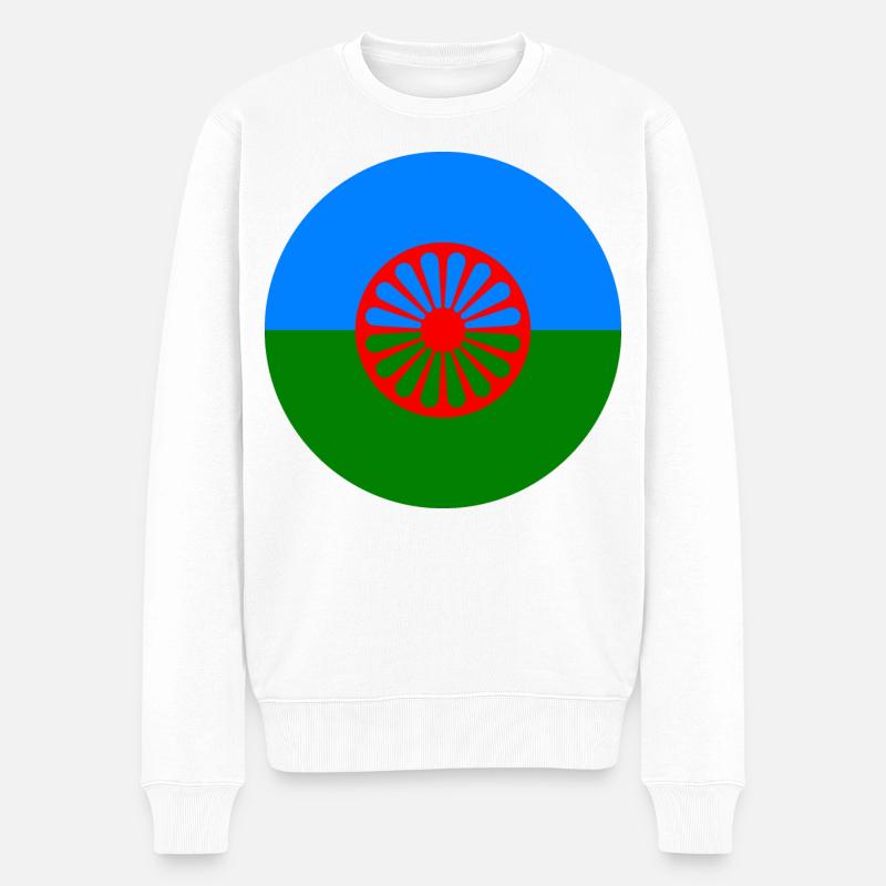 autocollant rond drapeau du peuple roumain idée cadeau - Pull Premium bio Homme - blanc