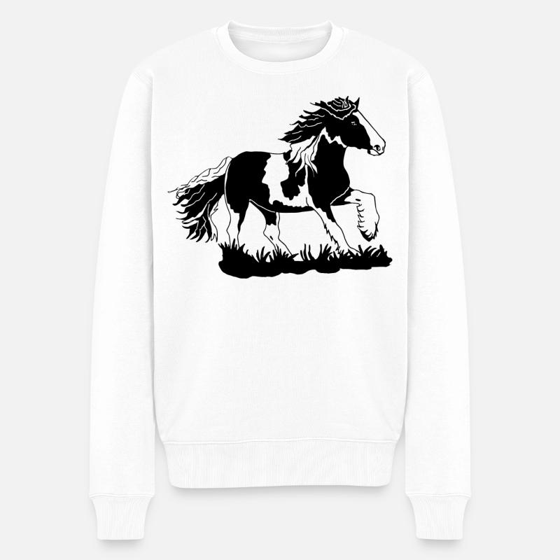 Edler Tinker im Galopp Reitsport Pferde - Männer Premium Bio Pullover - Weiß