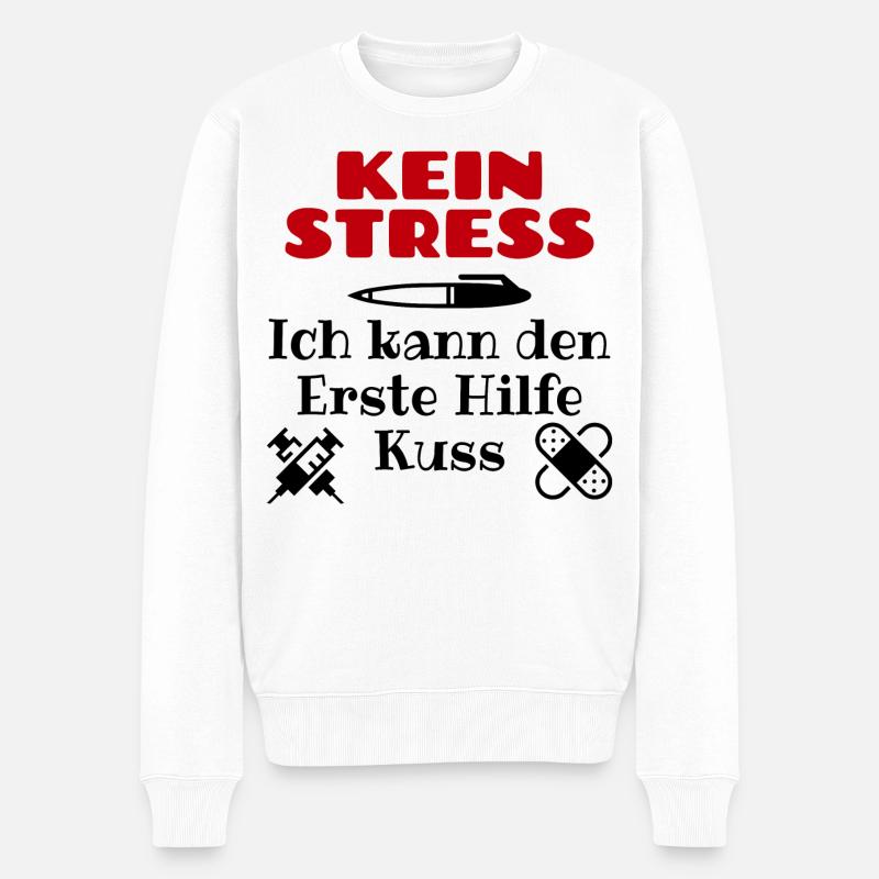Erste Hilfe Krankenschwester Sozialarbeiter Arzt - Männer Premium Bio Pullover - Weiß