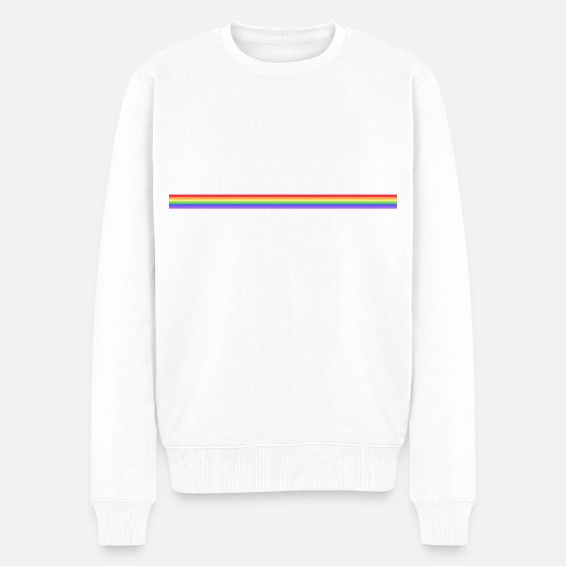 Regenbogen Pride Streifen LGBTQIA+ - Männer Premium Bio Pullover - Weiß