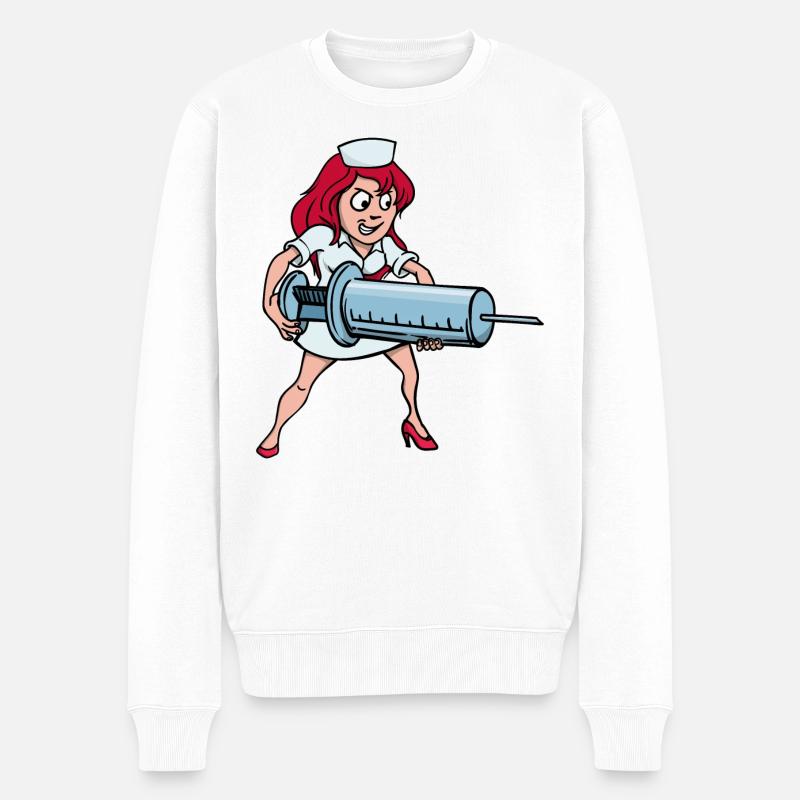 Krankenschwester Spritze Injektion Impfung Beruf - Männer Premium Bio Pullover - Weiß