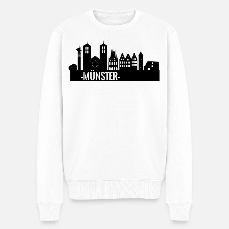 Stadt Münster Skyline - Männer Premium Bio Pullover - Weiß