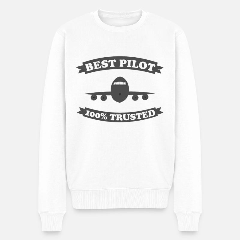 Pilot - Männer Premium Bio Pullover - Weiß