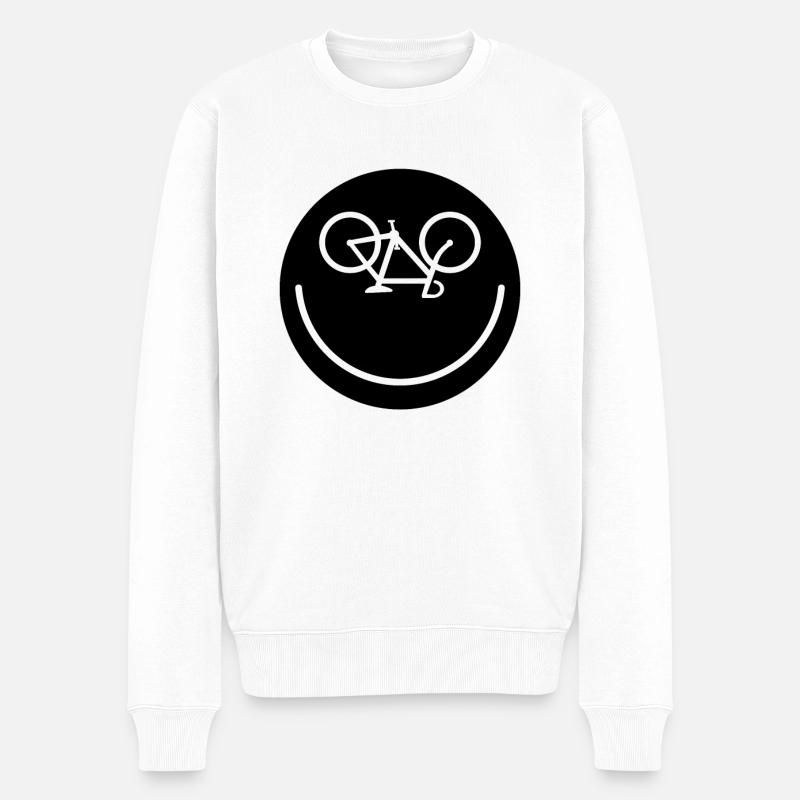 Fahrrad Smile, Sticker - Männer Premium Bio Pullover - Weiß
