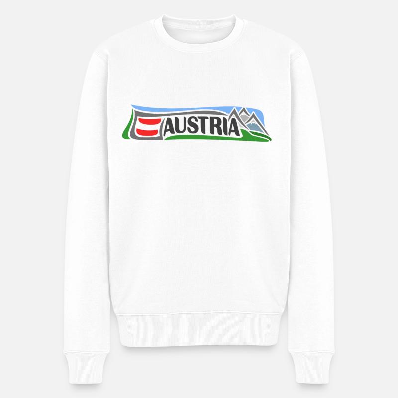 Autriche Voyage Souvenir Landmark Drapeau Autrichien - Pull Premium bio Homme - blanc